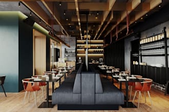 stylized3d interior restaurant design, nightclub,bar,lounge design,cgi rendering