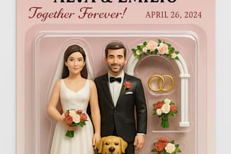 make personalized digital actionfigures playfigures for social media, wedding
