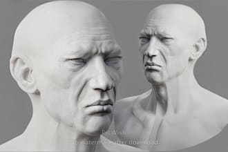 sculpt realistic male or female 3d head bust model 3d miniature 3d character stl