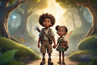 create african american children storybook illustrations