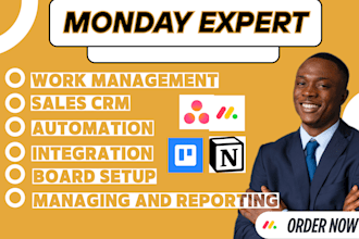 setup monday crm asana trello clickup notion, automation and board setup