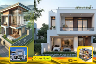 do 3d architecture design interior and exterior  house rendering, 3d floor plan