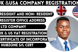 register your ltd or llc company in uk and USA, vat and ein registration