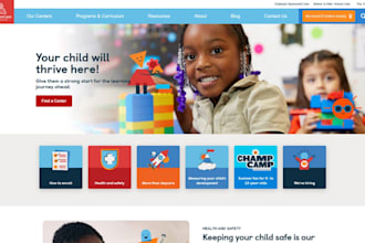 design modern kindergarten website, daycare preschool website, childcare website