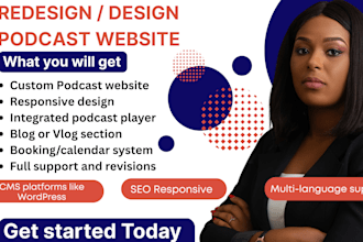 design multi media podcast website for podcasters coaches influencers activists