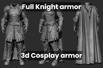 sculpt wearable 3d knight armor cosplay suit 3d helmet mask pepakura 3d printing