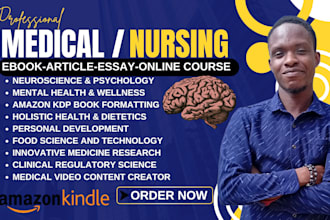 write neuroscience medical ebook, mental health and fitness, poster, infographic