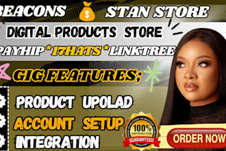 setup beacons ai website, linktree, payhip, 17hats, beacon, stanstore marketing
