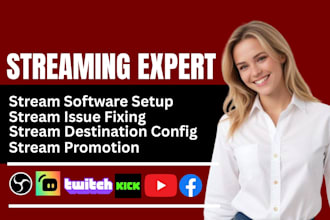 setup fix or promote twitch obs streamlabs vmix youtube facebook livestream