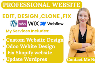 design weebly edit wordpress clone odoo copy webflow revamp wix fix shopify