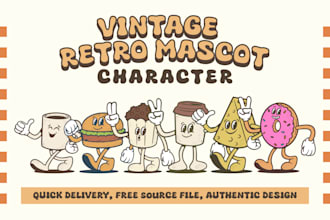 design vintage cartoon character and retro mascot logo