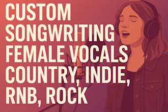 write compose and produce western country music, indie pop rock rnb female vocal