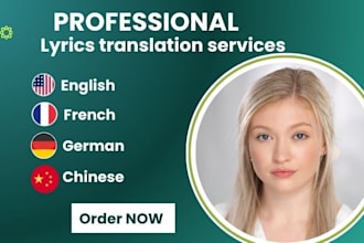 translate lyrics into singable versions in english, japanese, french, chinese