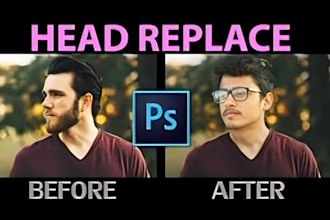 do photoshop head swap, photo manipulation, face swap, image editing