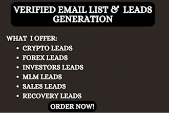 deliver forex leads, hot bulk crypto email list, mlm leads binance investor lead