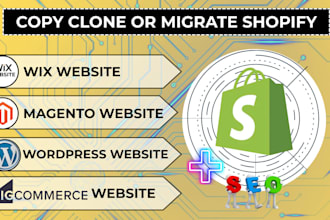 migrate wordpress, magento square space,etsy  wix website to shopify store