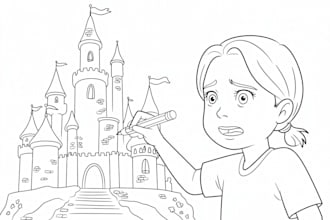 draw coloring book pages for children or animated storybook