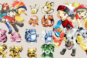 do pixel pokemon sprite fakemon anime trainer tokyo mascot logo funkos tcg card