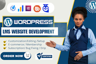 build wordpress lms website with learndash, elearning website, tutor lms pro