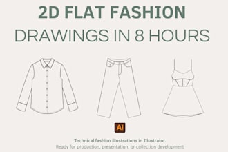 create fashion technical flat sketch within 8 hours