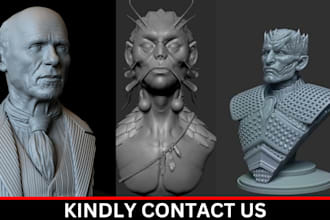 digital sculpt realistic 3d head bust, 3d face model, 3d portrait sculpture stl
