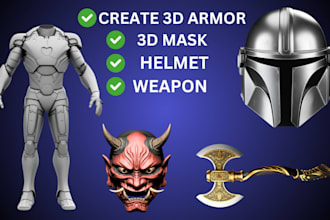 create custom 3d cosplay armor weapon props 3d mask stl file helmet 3d printing
