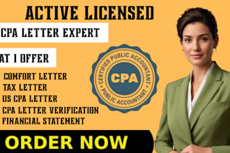 provide a US verified CPA letter for mortgage, income, or business