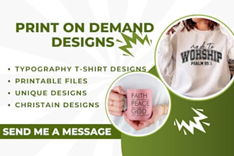 do typography christian t shirt design, minimalist design for etsy with printify