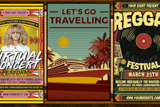 make retro vintage, art deco, realistic travel poster, festival travel poster
