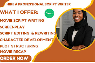 write your movie script screenplay, youtube or tv pilot script