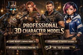 provide 3d modeling and sculpting of realistic, fantasy, and stylized characters