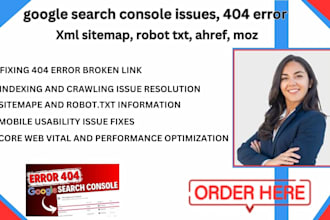 fix  301 redirect, 404 error, broken links, and xml sitemap