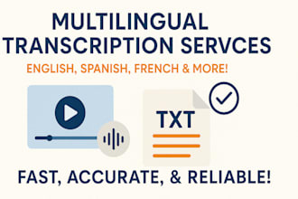 transcribe 60 min video or audio in english, spanish, german, or japanese