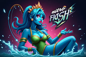 create awesome nitro fish lady logo within two days