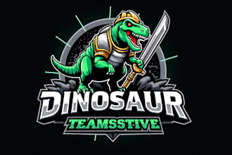 design modern dino warrior logo with express delivery