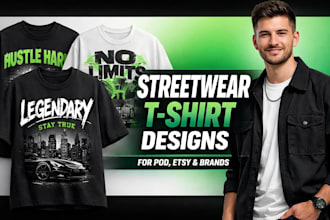 make professional streetwear t shirt designs for pod