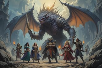 make fantasy dnd art, monster character, and dnd party