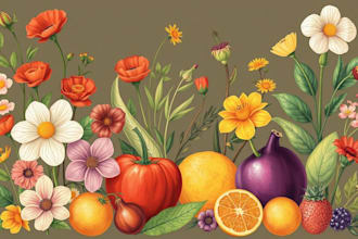 draw your flowers fruits vegetable and botanical plants