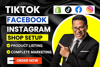 set up tiktok shop dropshipping product listing, facebook shop, instagram shop