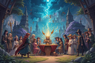 create fantasy or dnd party illustration