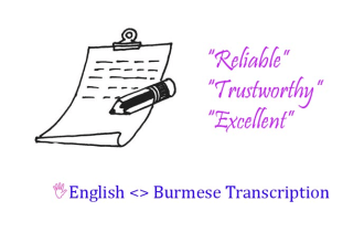 transcribe 2 minute english audio or video into burmese