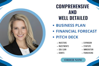 write a winning business plan with financial analysis and pitch deck