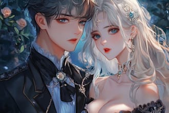 make a anime couple character art anime style