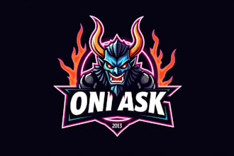 make unique oni mask logo with free revisions and vector file