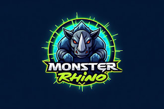 do unique monster rhino logo with free revisions and vector file