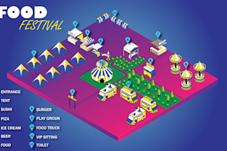 do 3d isometric event map and vector maps illustrations
