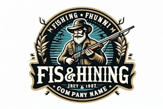 design super fishing and hunting logo with satisfaction guaranteed