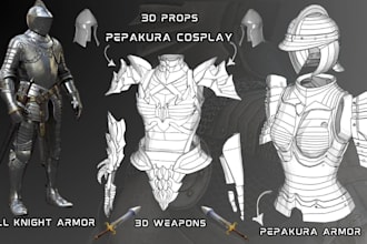 full knight pepakura armor, wearable 3d cosplay props, 3d weapons for 3d print