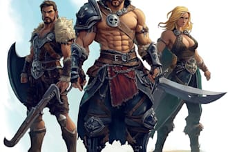 draw 2d game character for dnd art or video game