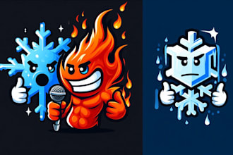 design high quality fire and cold mascot logo with free source files